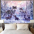 KYKU Snow Wolf Tapestry Pink Family Wolves Tapestry Wall Hanging Wild Animal Tapestries for Bedroom Living Room Dorm Decor (W59.1 × H51.2, Pink)
