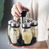 KOKM Revolving Spice Rack, 6-Jar Seasoning Organizer Holder 360° Rotation Shelf Tower Set with 6 Glass Spice Refill Containers Jars for Cabinet Countertop Kitchen Cooking (Spices Not Included)