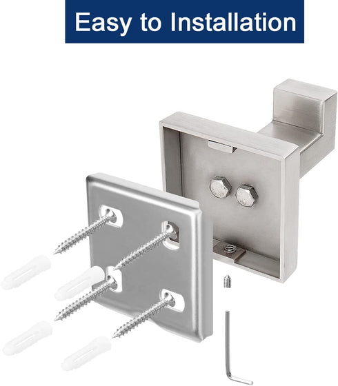 NearMoon Bath Towel Hooks -SUS304 Stainless Steel Square Clothes Robe Hooks Hanger, Heavy Duty Coat Hooks for Bathroom Livingroom Hotel Kitchen Garage, Wall Mounted - 3 Pack (Brushed Nickel)