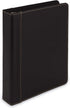Samsill 1" Junior Size Contrast Stitch Leather 3 Ring Binder, Holds 8.5 x 5.5" Paper Size, Portfolio Organizer, Black