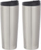 Amazon Basics Stainless Steel Tumbler with Flip Lid, Vacuum Insulated 30-Ounce, 2-Pack, Silver