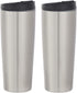 Amazon Basics Stainless Steel Tumbler with Flip Lid, Vacuum Insulated 30-Ounce, 2-Pack, Silver