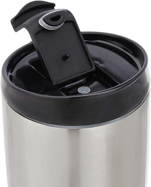 Amazon Basics Stainless Steel Tumbler with Flip Lid, Vacuum Insulated 30-Ounce, 2-Pack, Silver