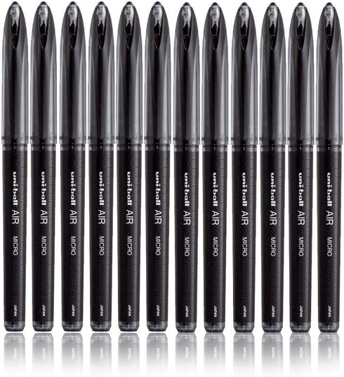 Uni-Ball AIR Micro - 0.5mm Fine Rollerball - Pack of 12 - Black