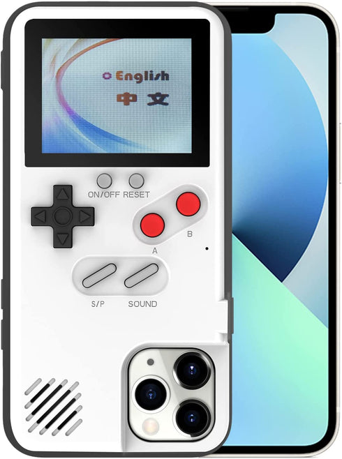 JILLICK Playable Gameboy Case for iPhone 6/6S/7/8/2020 SE, Shockproof Gameboy Cover Case with 36 Classic Games, Handheld Color Screen Video Game Console Case for iPhone, White