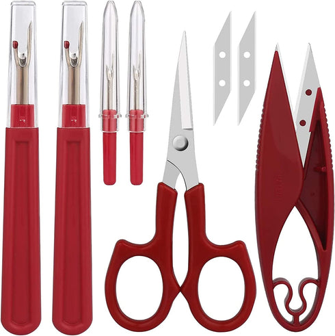 Sewing Seam Ripper Tool,High Quality Stitch Remover and Thread Cutter with 2Big+2Small Seam Rippers,1 Pack Thread Snips,1Pack 5”Scissor