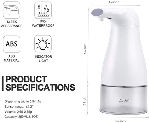LITARO Automatic Soap Dispenser,Hands Free Soap Dispenser,Touchless Hand Soap Dispenser,8.5oz/250ml ,Automatic Foam Soap Dispenser for Bathroom