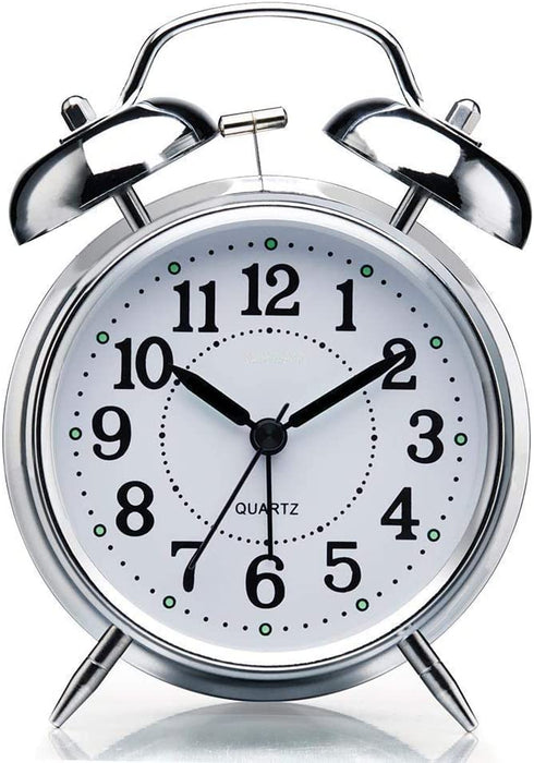Sharp SPC800 Quartz Analog Twin Bell Alarm Clock (Silver)