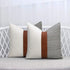 cygnus 16x16 inch Pillow Covers Set of 2 Farmhouse Decor Stripe Patchwork Linen Throw Pillow Covers Modern Faux Leather Cushion Covers for Couch Sofa,Black