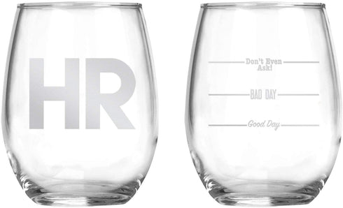 BAD BANANAS Human Resources Gifts - 21 oz Stemless Wine Glasses - Funny HR Gag Gift Ideas for Women Men Coworkers
