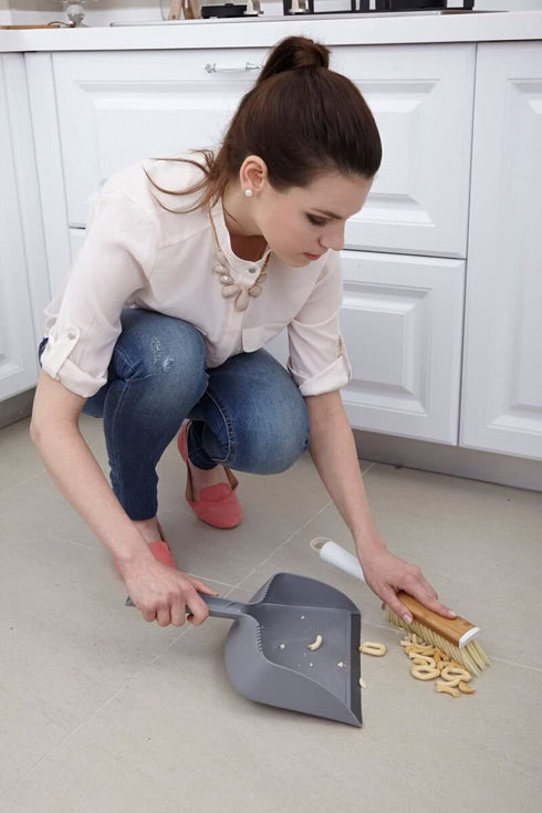Full Circle Clean Team Brush & DustPan Set, White & Grey