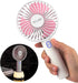 OCUBE Handheld Fan, Mini Hand Held Fan with 7 Color LED Light Base, 2000mAh Battery Operated USB Rechargeable Desk Fan, 3 Speeds Electric Portable Personal Cooling Fan for Home Office Travel (Pink)