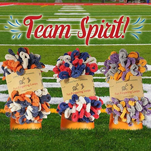 JubileeYarn Fun Finger Loops Yarn - Polyester Jumbo Loop Yarn - Team Spirit Colors - 100g/Skein - Red White Blue - 3 Skeins