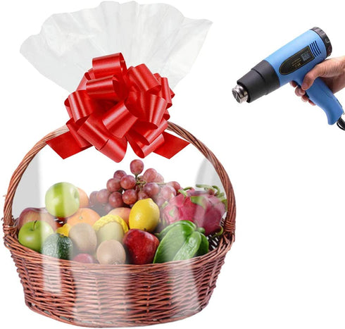 Shrink Wrap Bags for Gift Baskets,24x30 inches Clear PVC Heat Shrink Bags Cellophane Wrap for Packaging,Gift Wrapping 5 Pack