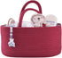 Baby Diaper Caddy Organizer for Girl Boy Rope Nursery Storage Bin Basket Portable Holder Tote Bag for Changing Table Car Travel Baby Shower Gifts Newborn Essentials Registry Must Have Items (Rust red)