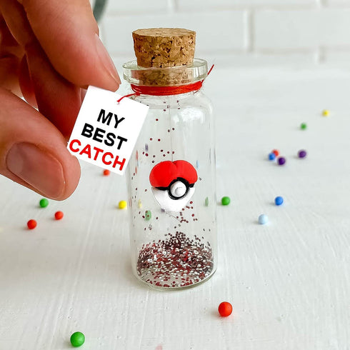 Cute Anniversary Present For Girlfriend or Boyfriend, Unique Game-Inspired Romantic Bottle, Anniversary Love Wish Jar (No Box, My Best Catch)