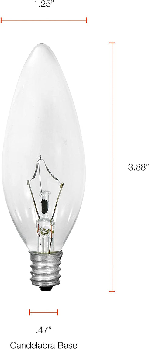 SYLVANIA Incandescent Double Life Light Bulb, 60W B10 Chandelier , Candelabra Base, Clear, Blunt Tip, Soft White - 6 Pack (18750)