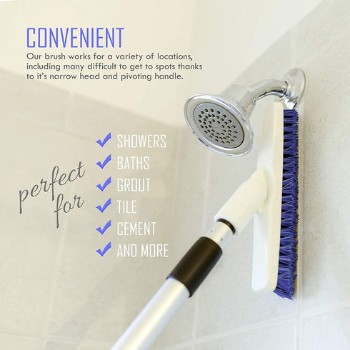 Grout Brush Scrubber Head V-Shaped Twist-on Attachment Tough Bristles for Narrow & Wide Kitchen Shower Tub Tile Surfaces - by ELITRA HOME