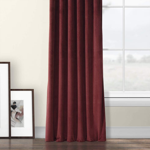 HPD Half Price Drapes VPYC Heritage Plush Velvet Curtain (1 Panel), 50 X 108, Dark Merlot