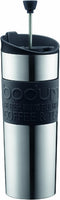 Bodum Travel Press, Stainless Steel Travel Coffee and Tea Press, 15 Ounce, .45 Liter, Black,1 Count (Pack of 1)