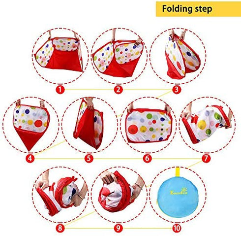 EocuSun Kids Ball Pit Large Pop Up Toddler Ball Pits Tent for Toddlers Girls Boys for Indoor Outdoor Baby Playpen w/ Zipper Storage Bag, Balls Not Included (ARed)