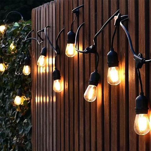 Bexdir Outdoor String Bulbs Lights, Waterproof Patio Light with 17 (2 Spares) Edison Bulbs, 33.5FT Heavy-Duty Decorative Hanging Lights, Shatterproof LED Outdoor String Lights for Garden (Warm White)