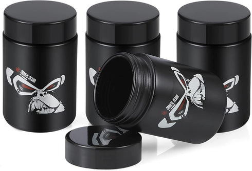 Ornate Ocean 4-Pack 250ml UV Glass Stash Jars - 4 Piece Set Multipurpose Storage Containers - Convenient Airtight Smell Free Screw Top Lid Jars Preserves and Secures Your Herbs