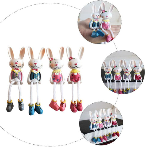 KESYOO 4Pcs Mini Bunny Figurines Resin Rabbit Statues Sculptures Easter Shelf Sitters Table Decorations Centerpieces for Kids Easter Birthday Party Supplies