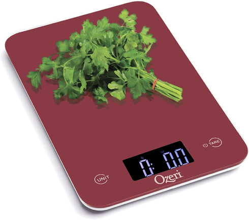 Ozeri Touch Professional Tempered Glass Digital Kitchen Scale, Red Engine
