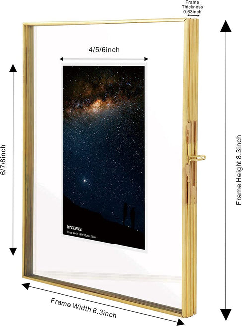Double Floating Brass 4x6 Picture Frame Double 4x6 Folding Picture Frames,2 Opening Fold Photo Frame Gold Metal Pressed Classical Photo Frame,Wedding,Events Gifts