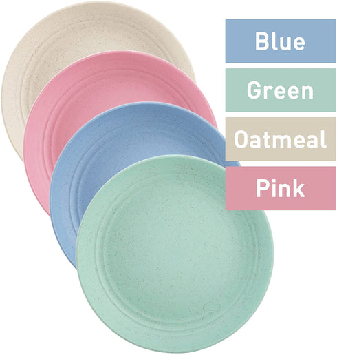 Nicunom 8 Pack Lightweight Wheat Straw Plates, 8" Unbreakable Dinner Plates, Dishwasher Microwave Safe Plates Dishes, Reusable Plate for Fruit Snack Container
