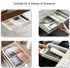 LXXOFIZ Under Desk Drawer Organizer Hidden Stash Compartment Table Storage Pull Out Smooth Sliding Track Self Adhesive Office School Kitchen Bedroom Supplies Accessories Paper Pencils Pens Keys Cutlery Large
