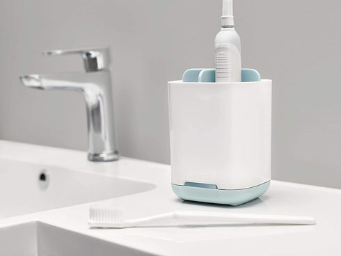 Joseph Joseph 70500 EasyStore Toothbrush Holder Bathroom Storage Organizer Caddy, Small, Blue