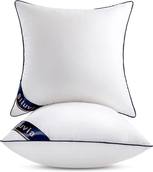 Siluvia 18"x18" Pillow Inserts Set of 2 Decorative 18 Pillow Inserts-Square Interior Sofa Throw Pillow Inserts with 100% Cotton Cover Couch Pillow (2, 18"x18" ,2Pack)