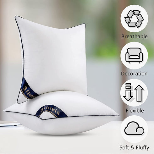 Siluvia 18"x18" Pillow Inserts Set of 2 Decorative 18 Pillow Inserts-Square Interior Sofa Throw Pillow Inserts with 100% Cotton Cover Couch Pillow (2, 18"x18" ,2Pack)
