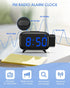 Digital Alarm Clock, AKKIGL Alarm Clocks for Bedrooms with FM Radio and USB Charger, Projection Alarm Clock with Dual Alarms, 7 Sounds, Snooze, Dimmable Large LED Display Clock for Kids Teens Adults