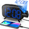 Digital Alarm Clock, AKKIGL Alarm Clocks for Bedrooms with FM Radio and USB Charger, Projection Alarm Clock with Dual Alarms, 7 Sounds, Snooze, Dimmable Large LED Display Clock for Kids Teens Adults