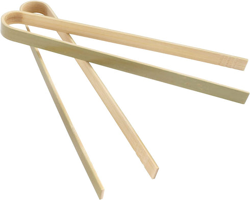 BambooMN 6.3" Mini Bamboo Disposable Tongs - Toast Tongs - 30pcs