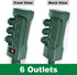 BESTTEN Outdoor Power Strip with Covers and Overload Protection Switch, Double Sided 6-Outlet Yard Power Stake with 9-Foot Long Extension Cord, ETL Certified, Green