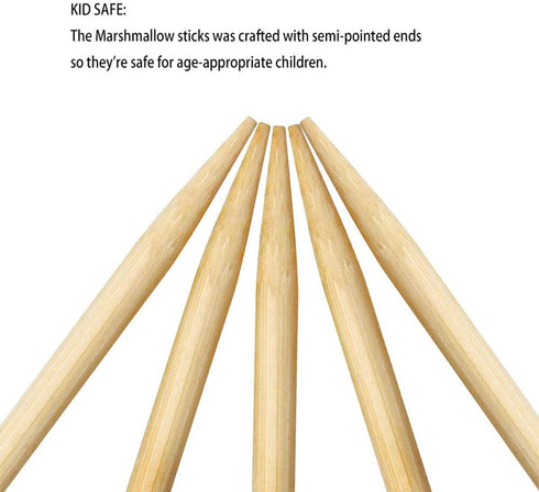 FLYPARTY Bamboo Marshmallow Roasting Sticks with 30 Inch 5mm Thick Extra Long Heavy Duty Wooden Skewers,Roaster Barbecue S'Mores Skewers Hot Dog Forks for Camping,Party,Kebab Sausage(60 Pcs)