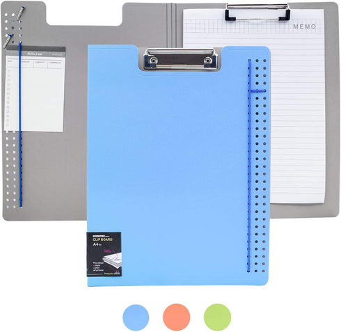 Foldable Clipboard, Enclosed Clipboards Folio,360 Degree Flip Folio Clipfolio,Closing Clipboard Padfolio, Used for Nurse Clipboard and Office Arch Clipboard,Colorful Covered Clipboard. (Blue, Upper)