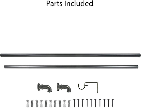 Decopolitan Industrial Wrap Around Telescoping Curtain Rod Set, 18-36", Bronze