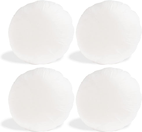 Foamily Round Throw Pillows 4 Pack 18" Hypoallergenic Pillow Inserts for Couch or Bed Decorative Bedding - Made in USA