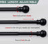 1 Inch Adjustable Curtain Rod Set-Black Curtain Rods for Windows 34 to 68"- Sturdy Single Drapery Rod for Sliding Door, Bedroom, Kitchen,Living Room (With 2 Brackets)