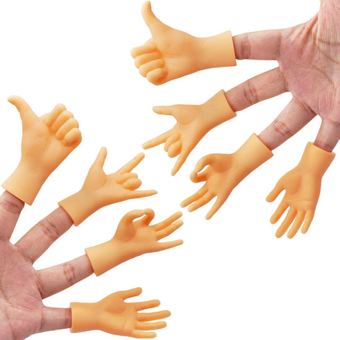 AQKILO Tiny Hands Miniature Finger Puppets with Left & Right Hand, Party Favors, Educational, TIK Tok Toys, 8 Pieces (4 Mixed Style )
