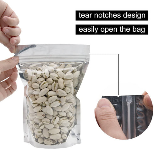 GooGou Resealable Zip Mylar Bag Food Storage Aluminum Foil Bags Smell Proof Pouches 6.3x9.4" 100pcs