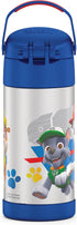 THERMOS FUNTAINER 12 Ounce Stainless Steel Vacuum Insulated Kids Straw Bottle, Blue Paw Patrol