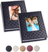 5x7 Photo Album Small 2Pack - Each 26 Clear Pockets Display 52 Pictures. Front Window Leather Cover, Small Photo Album for 5x7 Photos, Drawings or Artwork Storage, Black