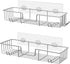 AmazerBath Adhesive Shower Caddy Basket Rack with Hooks, Shower Shelf Wall Mounted, No Drilling Shower Organizer for Bathroom, Rustproof Stainless Steel , 2 Pack, Chrome