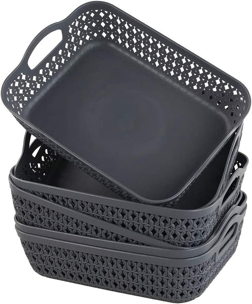 Morcte Small Storage Basket, Plastic Mesh Organizer Basket (Grey, Set of 6)